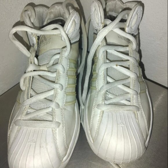 ADIDAS PRO MODEL WHITE HIGH-TOP Sneakers Size 8 Lace Up Vented Bottom Athletic. - Picture 1 of 9